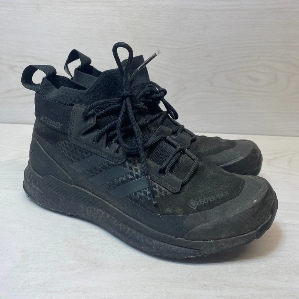 Adidas Mens 8 Terrex Free Hiker GTX Hiking Boots Black Gore-Tex Boost GZ0355